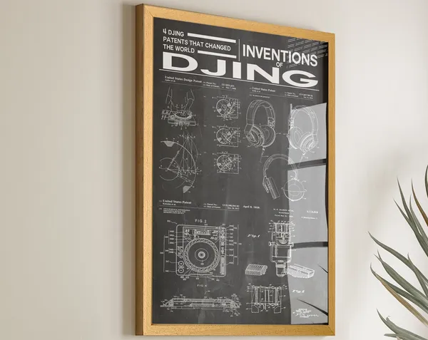 Inventions Of DJing Patent Poster, Music Room Decor