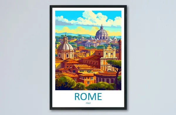 Rome Travel Poster, Italy Wall Art Decor