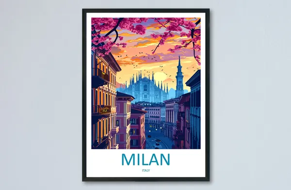 Milan Travel Poster, Europe Wall Art Print
