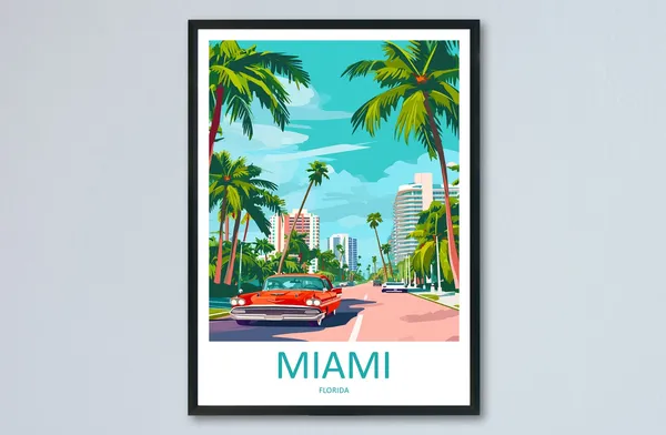 Miami Travel Print Gift Lovers Travel Poster