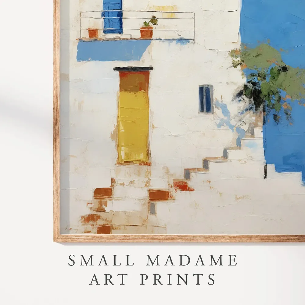 Island House Oil Painting, Greek Island Coastal Art Print - Image 4
