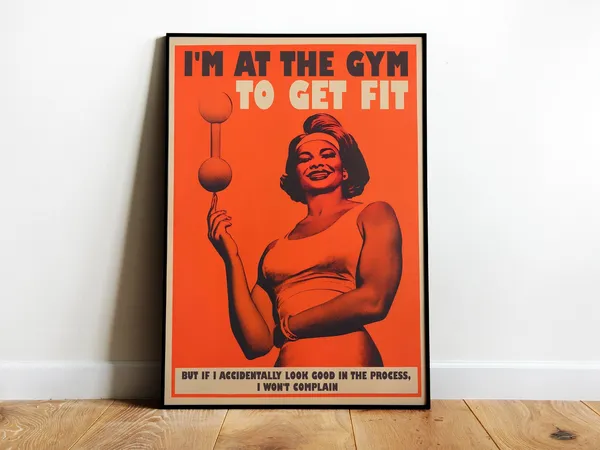 Gym Motivation Retro Fitness Girl Art Print