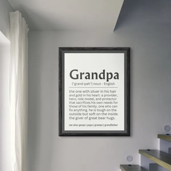 Grandpa Definition Christmas Gift, Family Wall Art Print