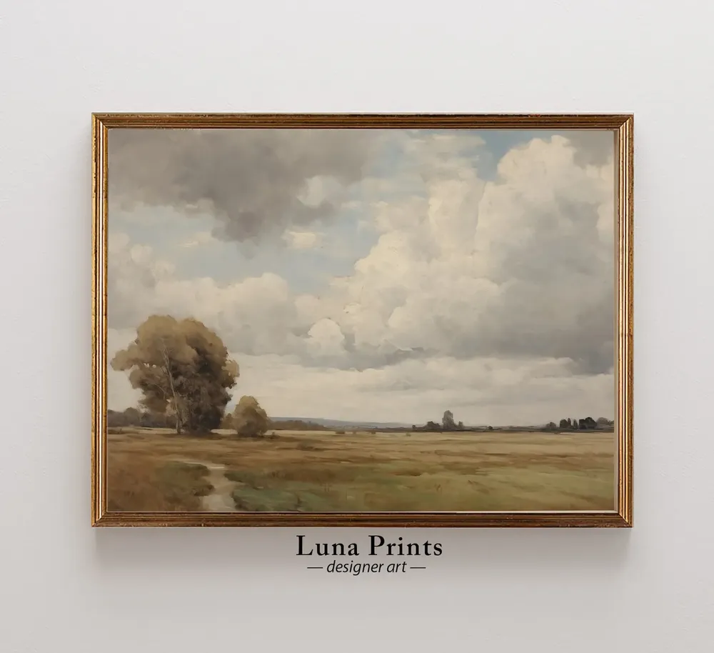 Country Rustic Landscape Vintage Painting Art Print