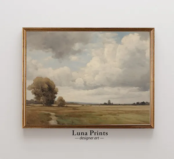 Country Rustic Landscape Vintage Painting Art Print