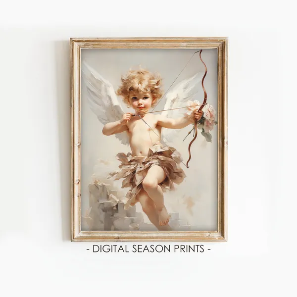 Valentine Cupid Romantic Painting Art Print
