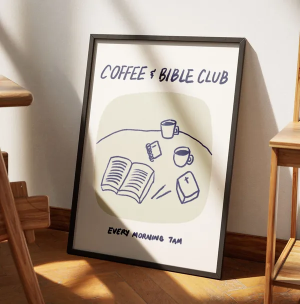 Aesthetic Christian Coffee Bible Art Print, Retro