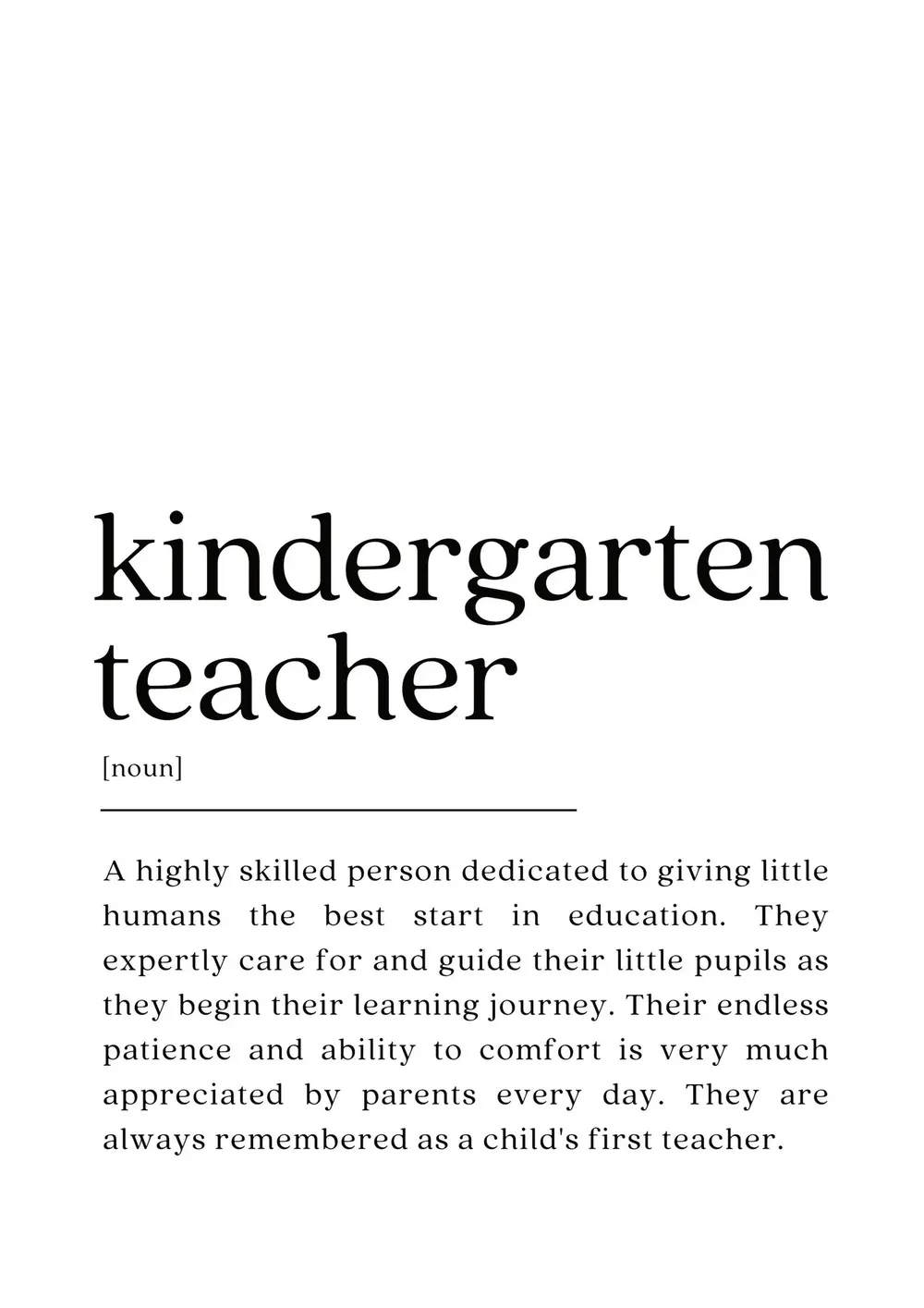 Kindergarten Teacher Definition Art Print, Teacher Gift - Image 2