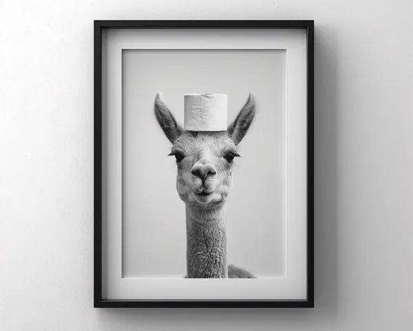 Vicuna Animal Bathroom Art Print, Black And White