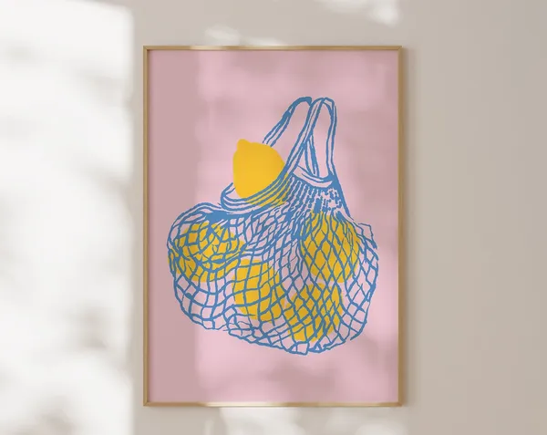 Lemons in a Bag Art Print, Trendy Kitchen Decor
