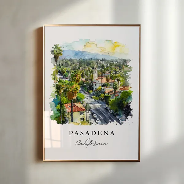 Pasadena Sunset Travel Poster, California Art Print