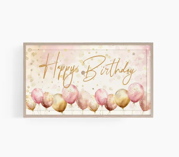 Happy Birthday Frame TV Art, Birthday Party Poster