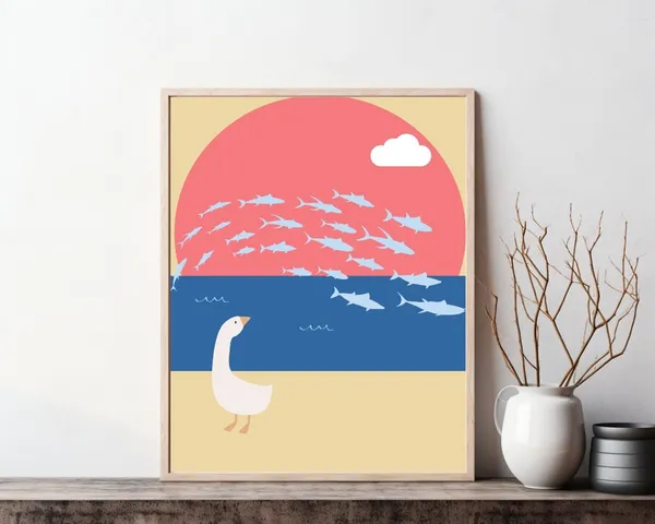 Goose Beach Cute Funny Animal Nursery Art Print