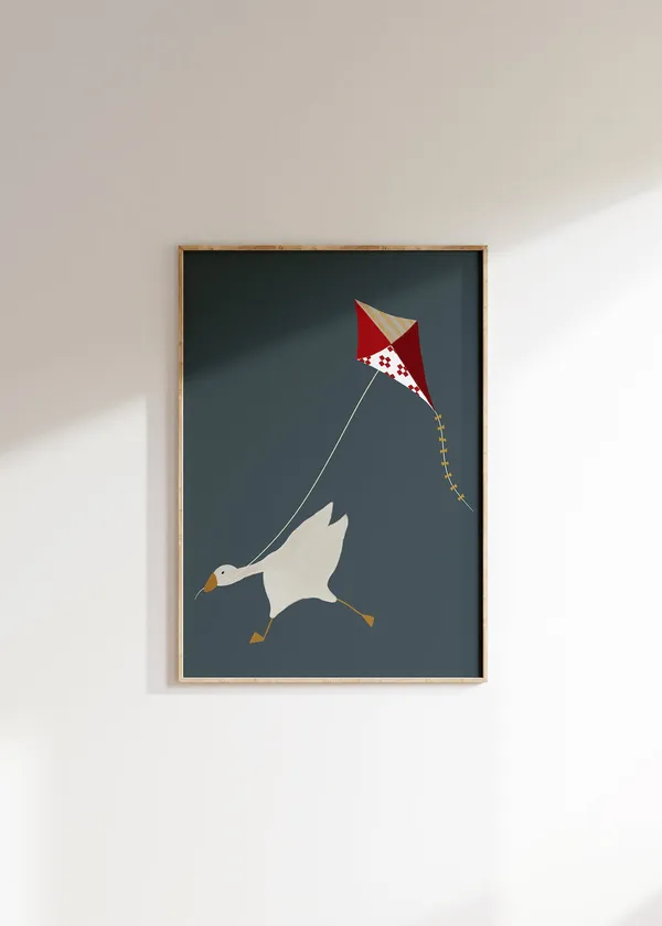Silly Goose Nursery Art Print, Kids Room Illustration