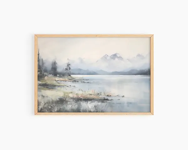 Vintage Lake Watercolor Landscape Art Print