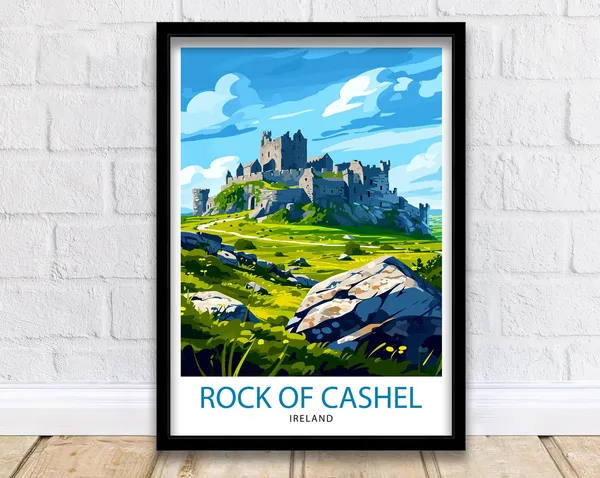 Rock Of Cashel Ireland Travel Poster, Historic Landmark