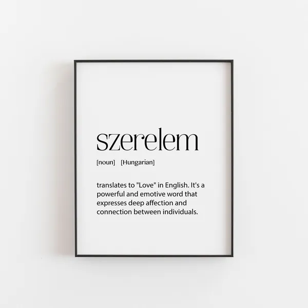 Szerelem Definition Print, Hungarian Love Art