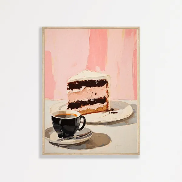 Coffee And Cake Retro Pastel Kitchen Art Print