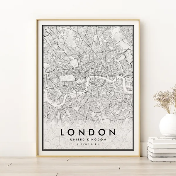 London Map Print, Retro City Road Poster
