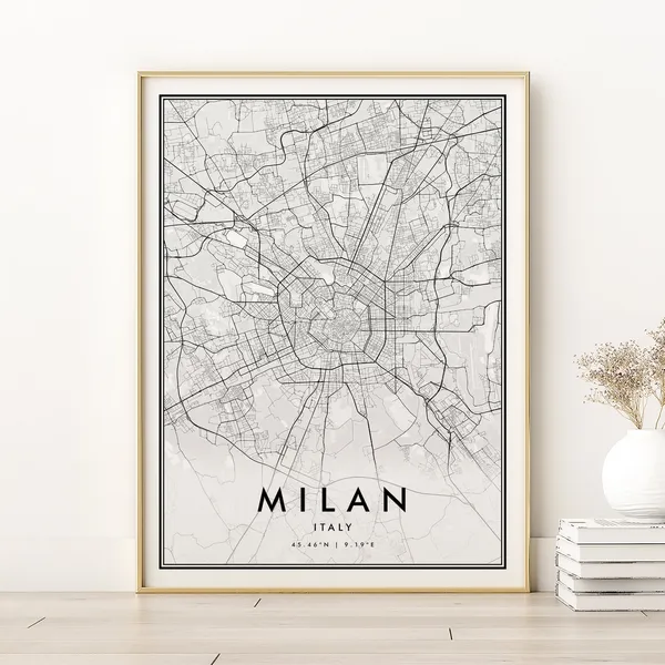 Milan Map Print, Italy City Travel Poster