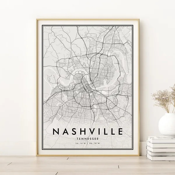 Nashville Map Art Print, Tennessee City Gift