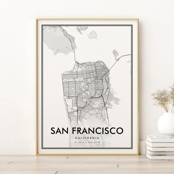 San Francisco Map Print, Minimalist City Wall Art