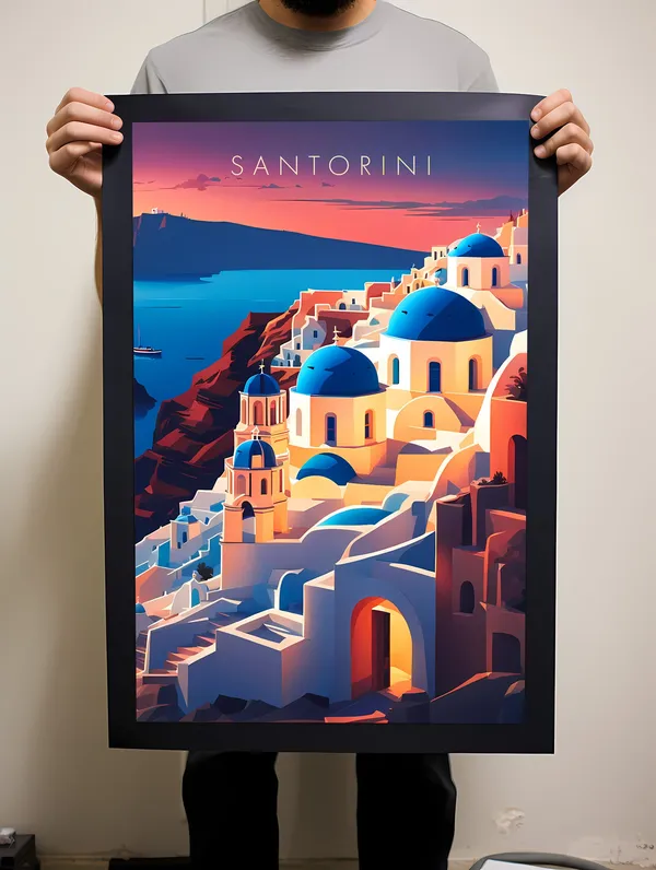 Santorini Travel Poster, Greece Travel Poster