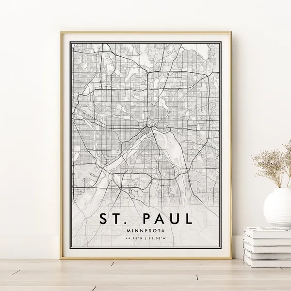St Paul Map Print, Minnesota City Travel Poster