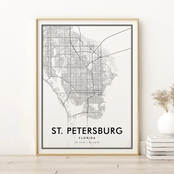 St Petersburg Map Print, Florida Minimalist Poster