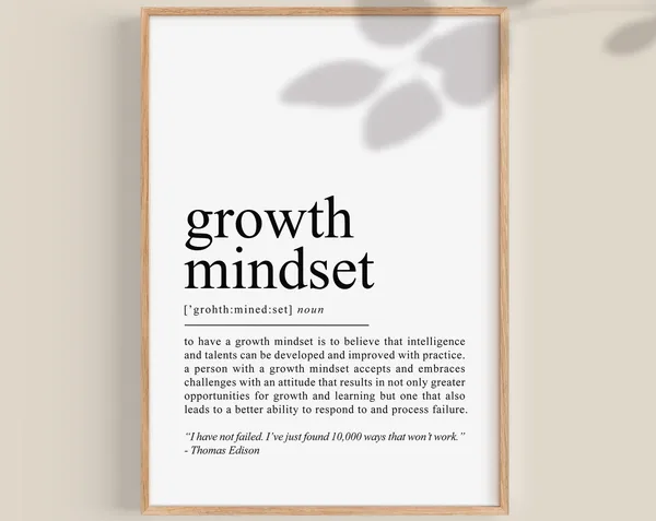 Growth Mindset Definition Print, Classroom Decor