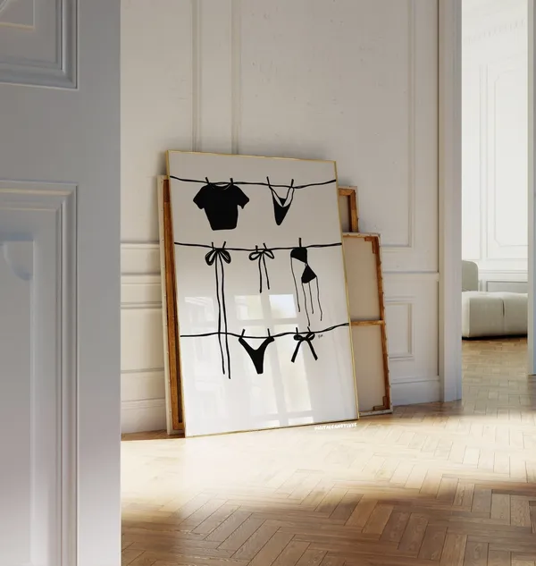 Black And White Bow Wall Art Print, Coquette Decor