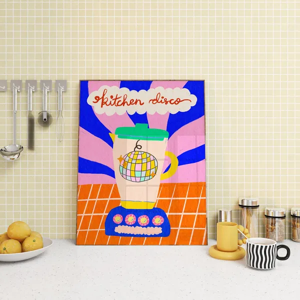 Kitchen Disco Smoothie Art Print, Colorful Decor