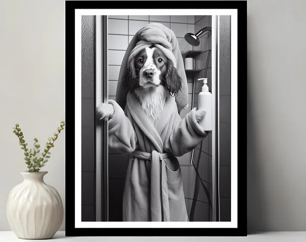 Brittany Spaniel Funny Bathroom Art Print