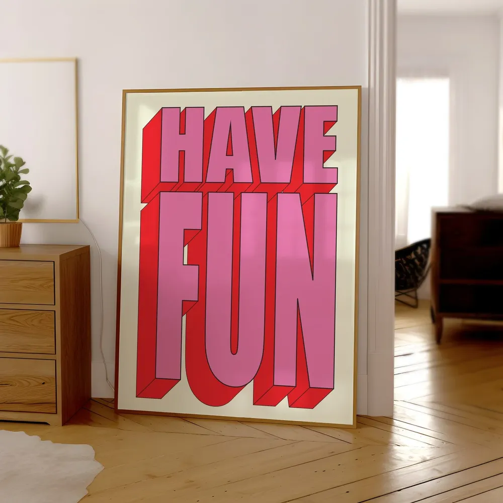 Have Fun Retro Typography Art Poster - Image 3