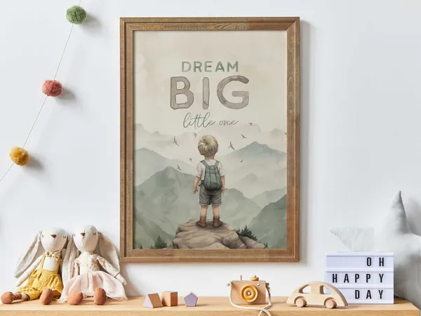 Dream Big Little One Boy Adventure Quote Art Print