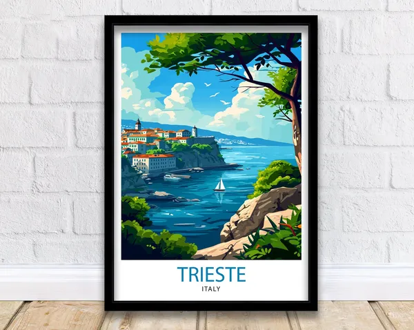 Trieste Italy Travel Poster, Europe Wall Art