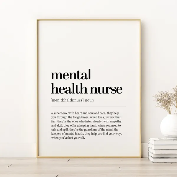 Mental Health Nurse Definition Art Print, Gift For Him
