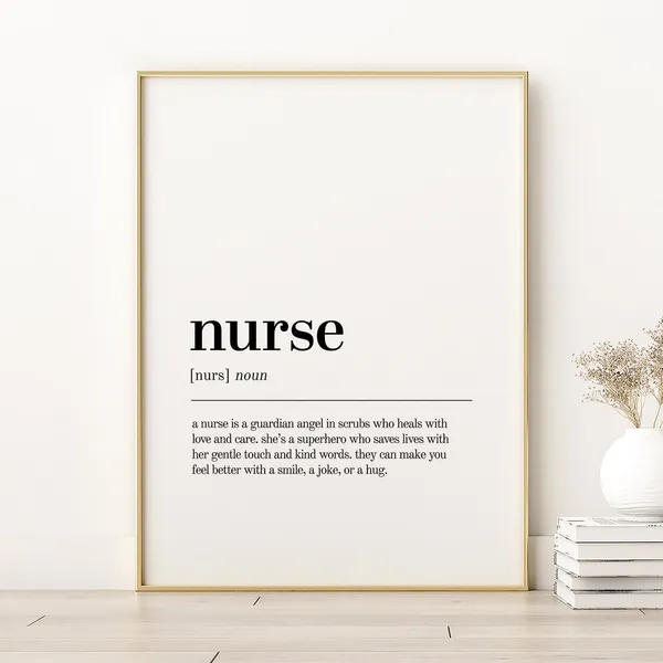 Nurse Definition Dictionary Birthday Gift Wall Art