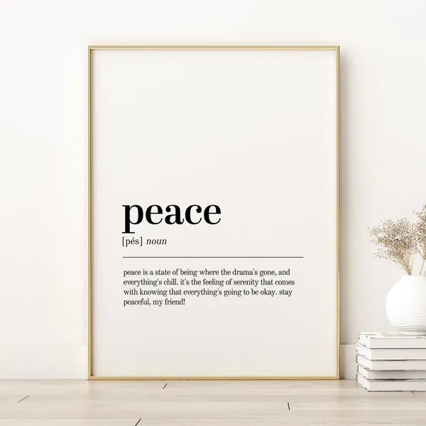 Peace Definition Print, Minimalist Modern Art Print