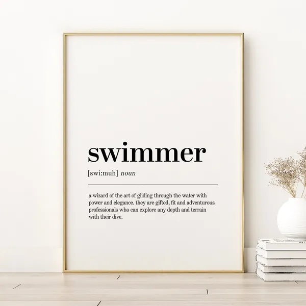 Swimmer Definition Art Print, Dictionary Style Gift