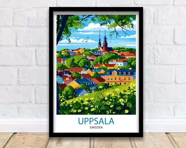Uppsala Sweden Historic University City Travel Poster