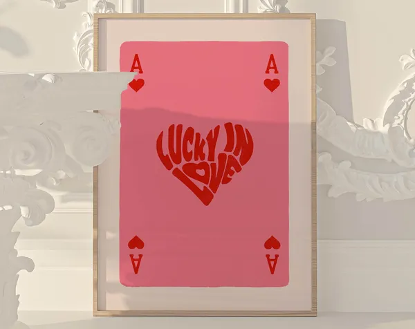 Ace Of Hearts Valentine's Day Art Print, Pink Decor