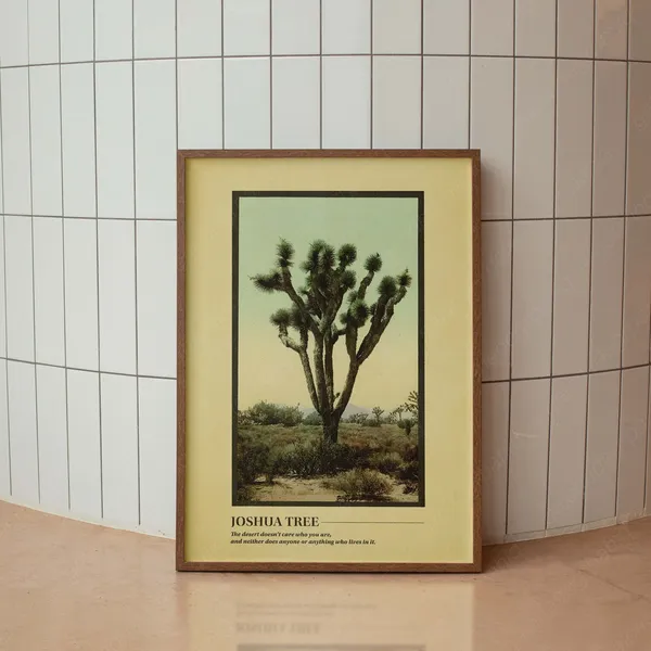 Joshua Tree Vintage Travel Poster, Minimalist Decor