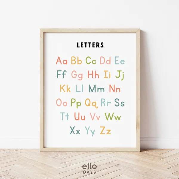 Alphabet Letters Educational Poster, Preschool Classroom Decor