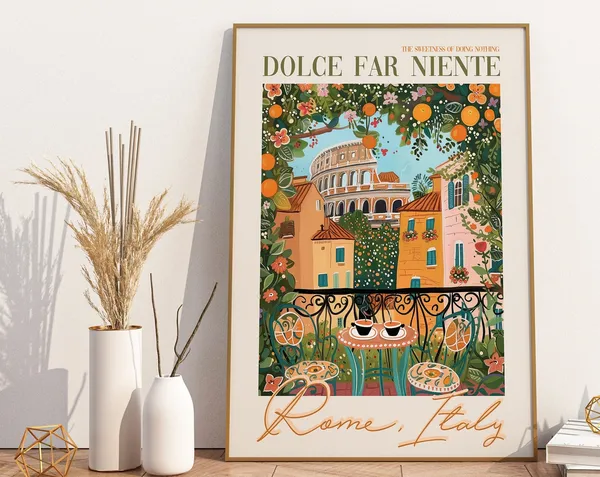 Dolce Far Niente Rome Italy Travel Poster