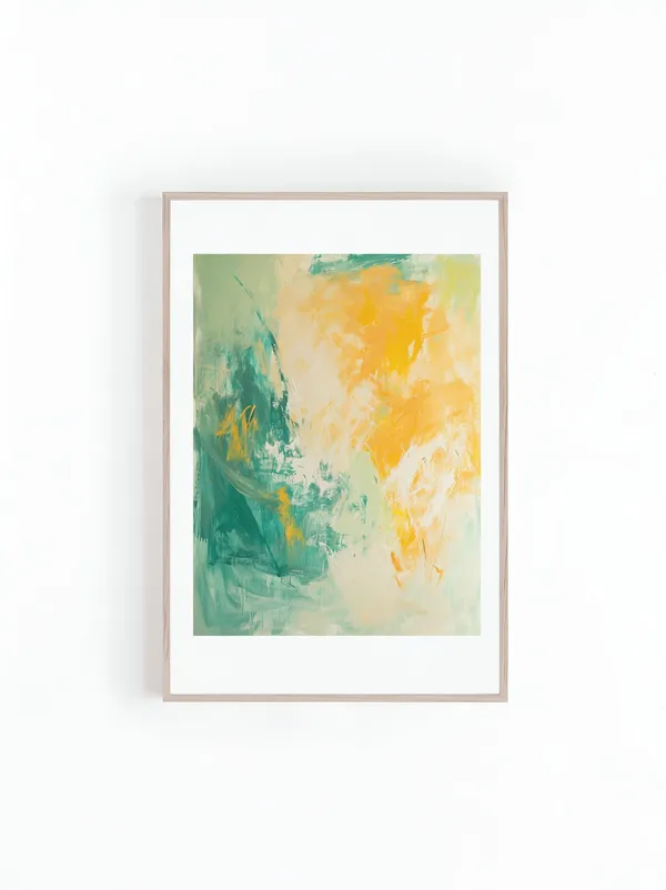 Orange and Teal Abstract Oil Painting Art Print