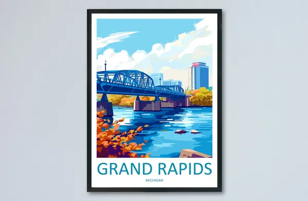 Grand Rapids Travel Poster, Michigan Wall Art Print