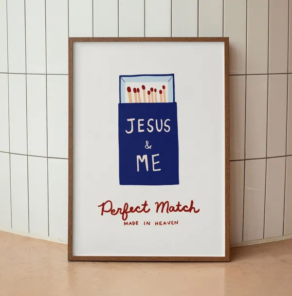 Coquette Christian Room Decor Jesus Matchbook Art Print