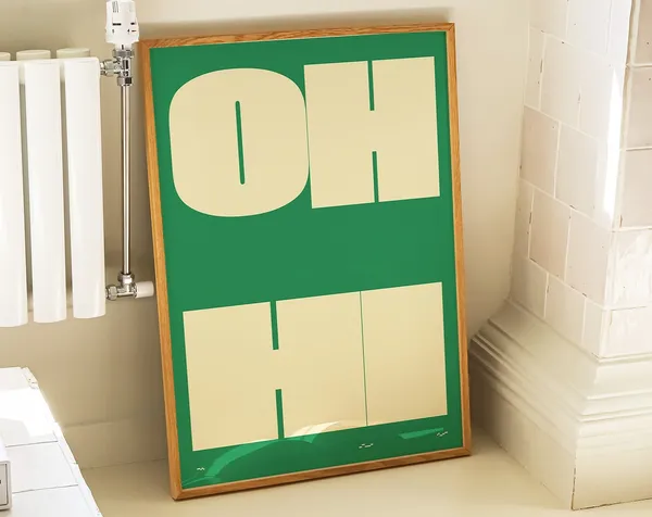 Oh Hi Funky Typography Quote, Retro Entryway Poster