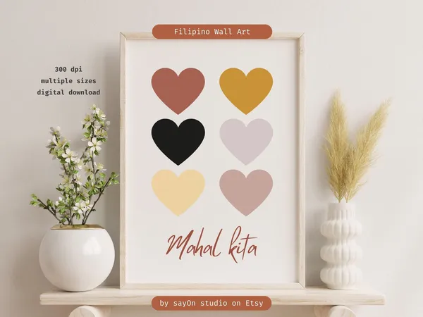 Mahal Kita Filipino Love Quote, Valentine's Day Art Print